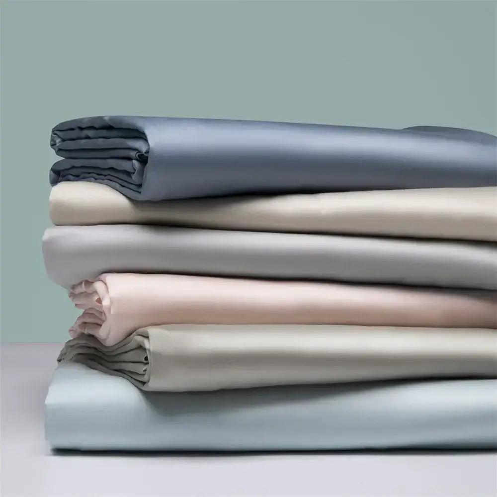 Beige Satin Cotton Fitted Sheet