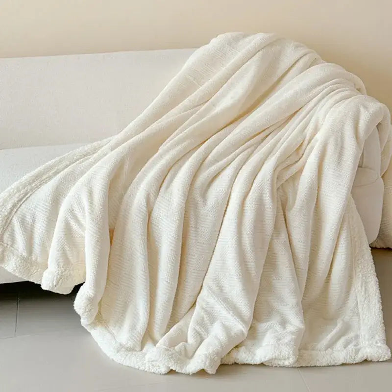 Cream Lamb Wool Throw