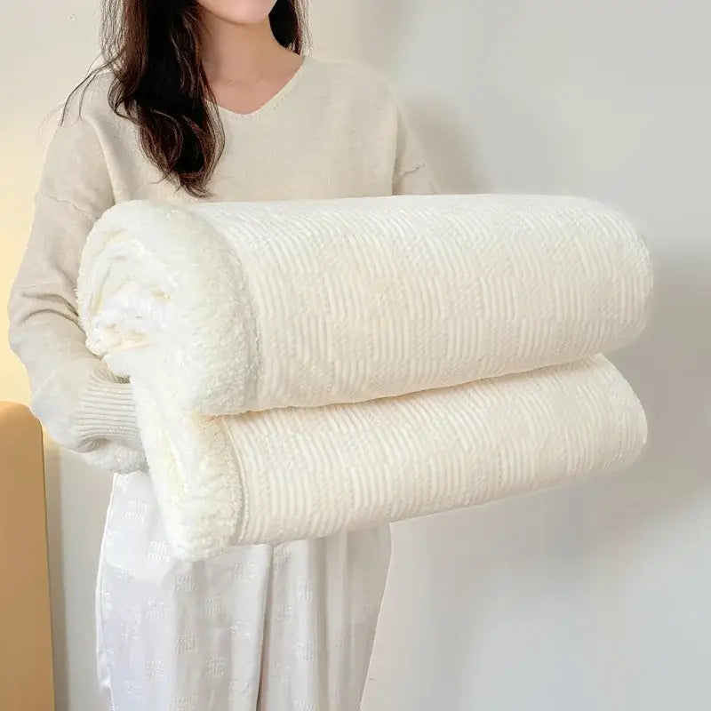 Cream Lamb Wool Throw