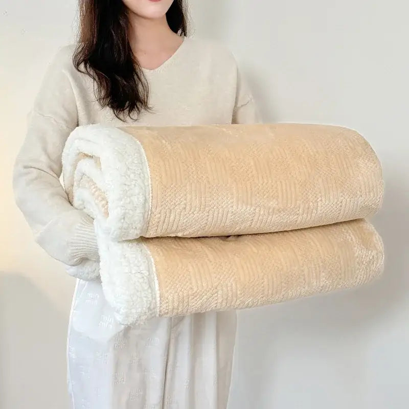 Cream Lamb Wool Throw