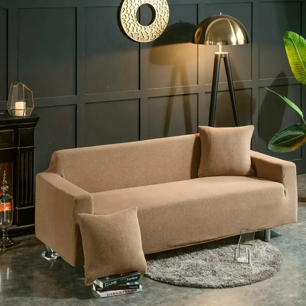 Beige Quilted Sofa Cover