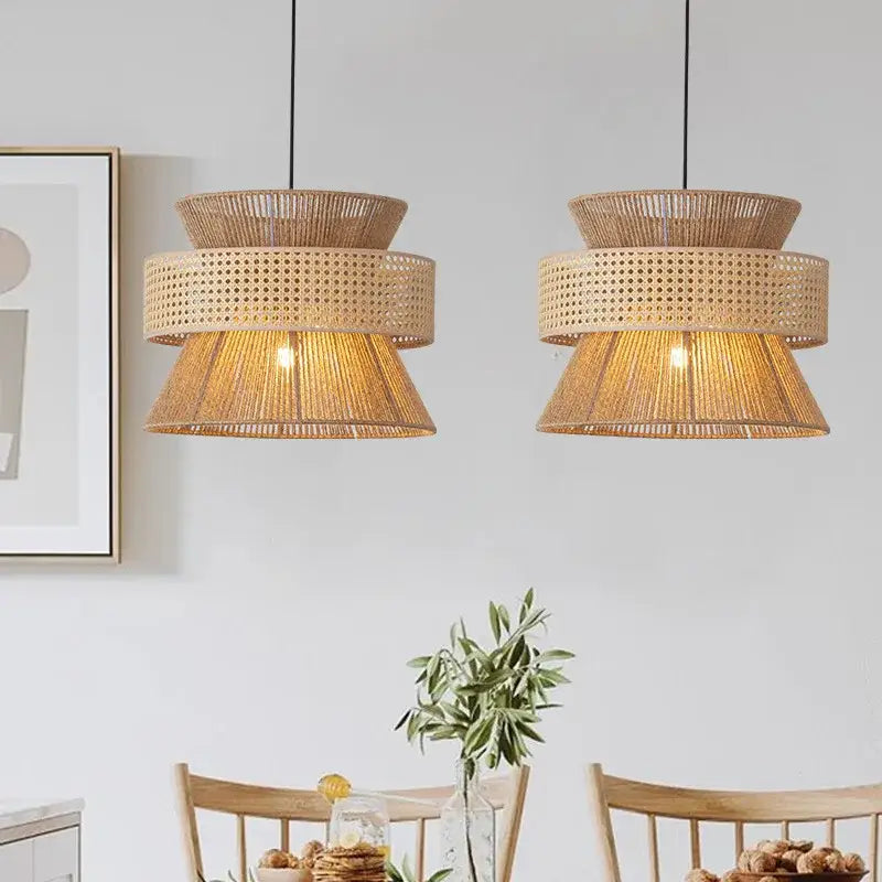 Beige Hemp Rope Pendant Light