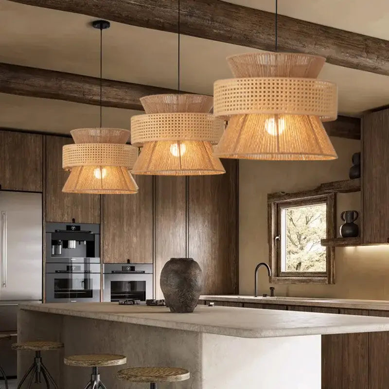 Beige Hemp Rope Pendant Light