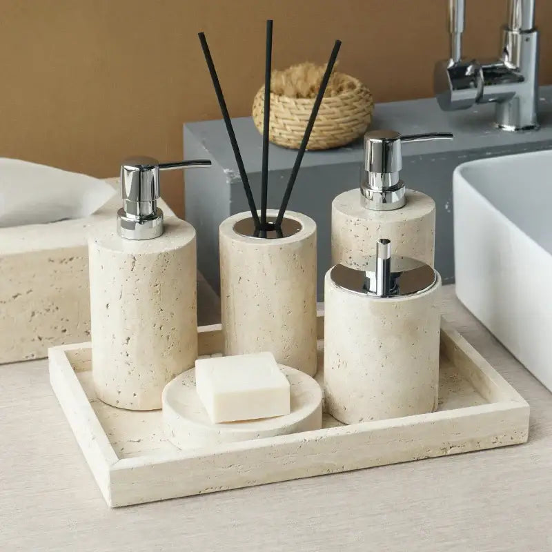 Beige Marble Bathroom Set