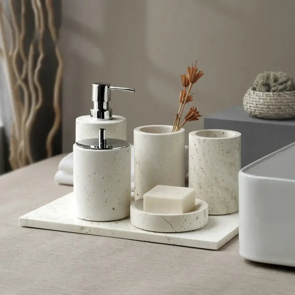 Beige Marble Chrome Set
