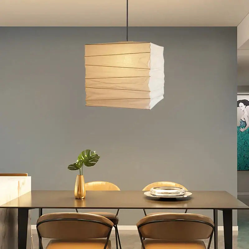 Beige Cube Pendant Lamp