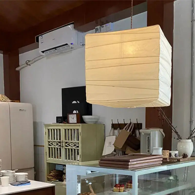 Beige Cube Pendant Lamp