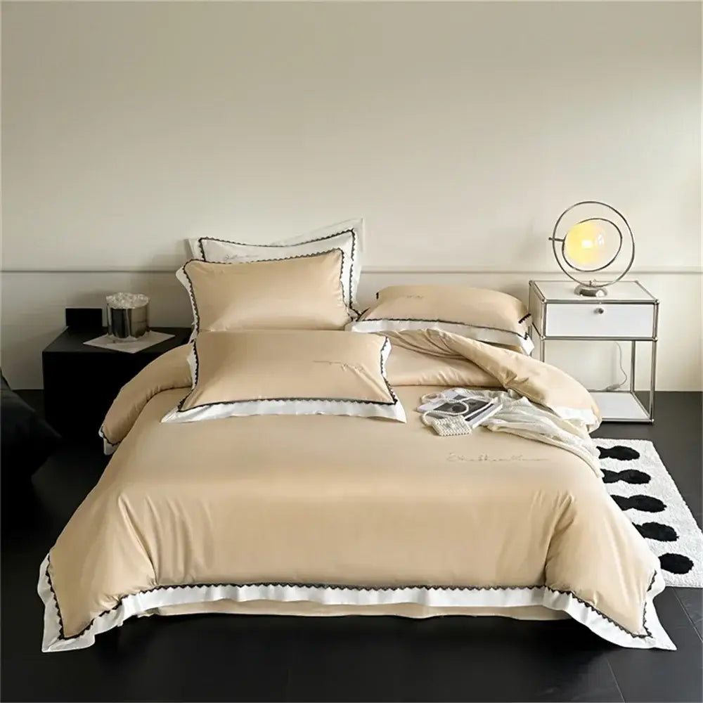 Beige Diamond Lace Bedding