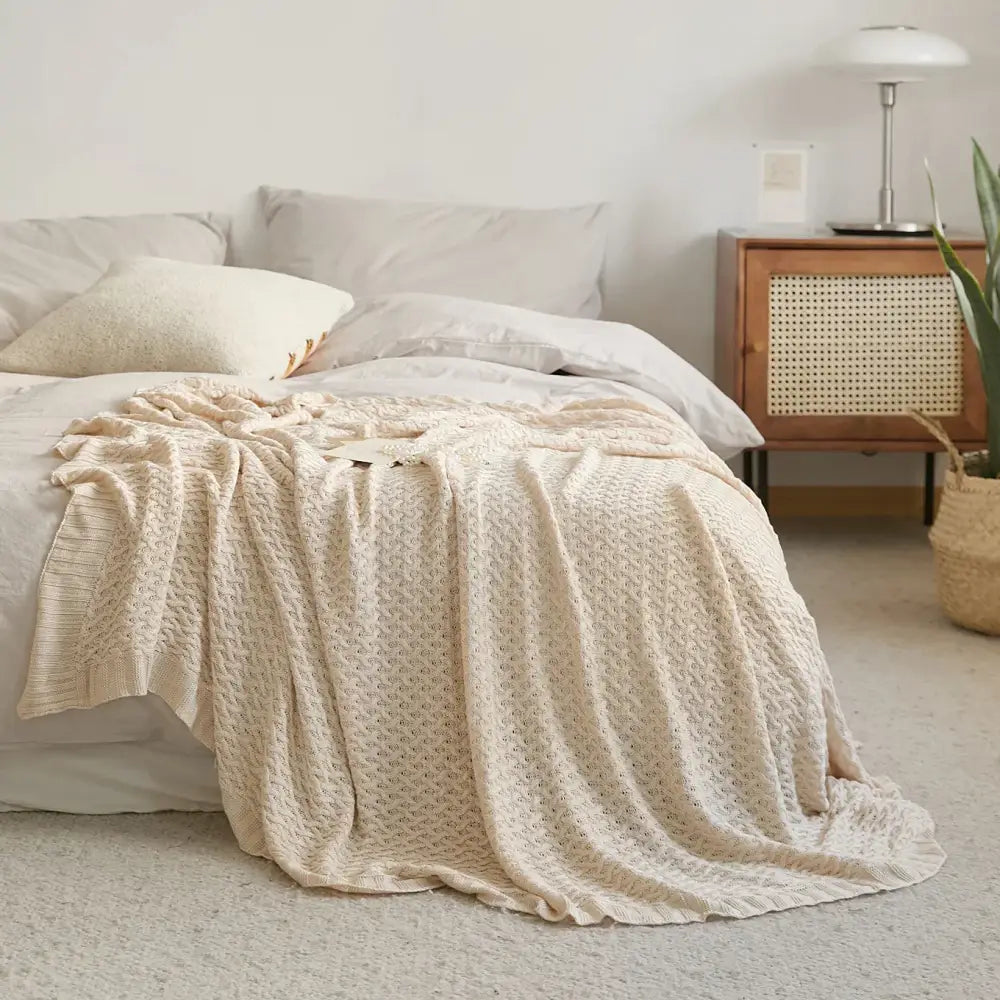 Beige Bamboo Summer Blanket