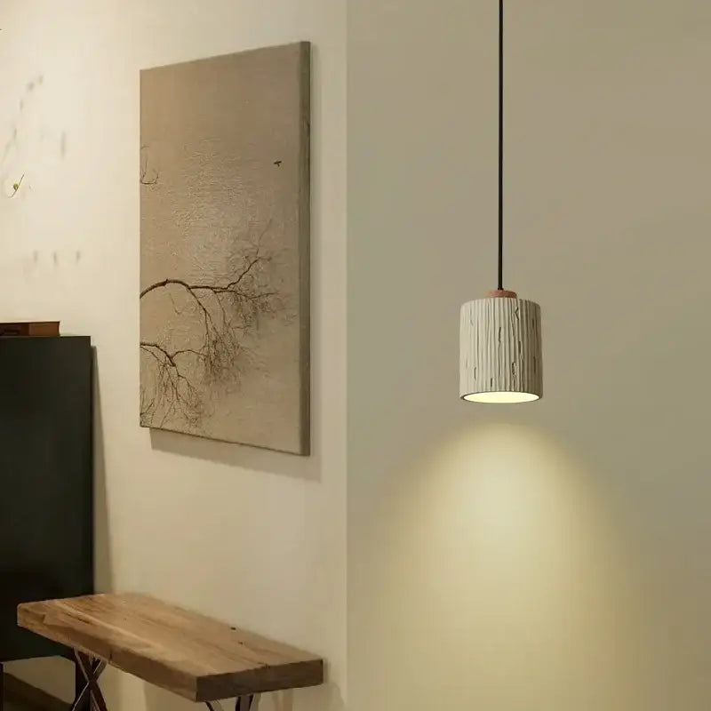 Beige Micro Cement Pendant Light Adjustable