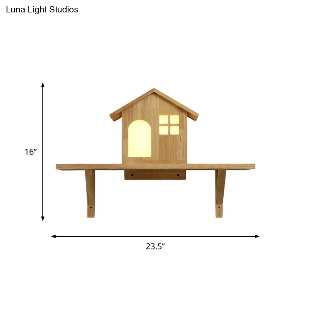 Beige Wooden Wall Sconce