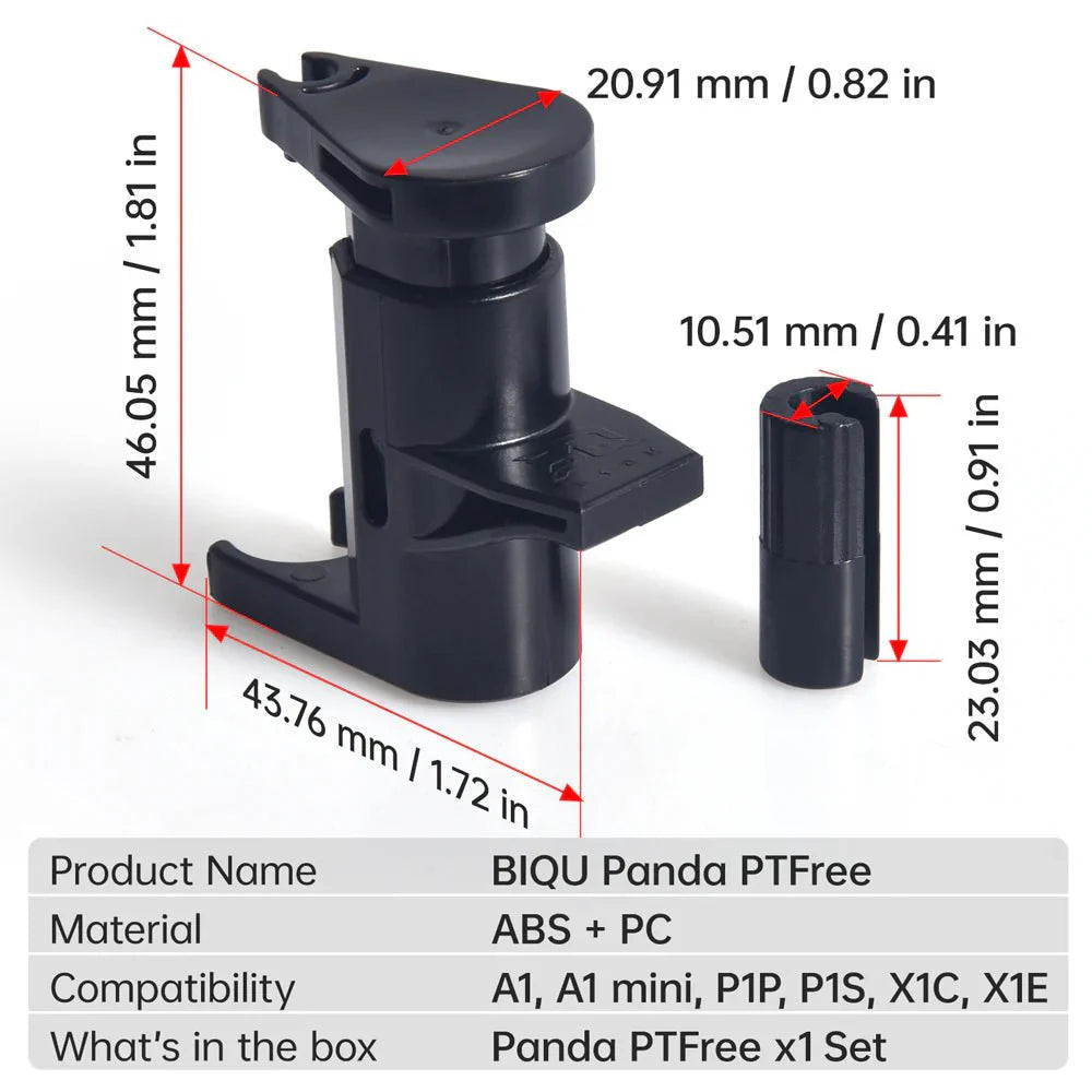 BIQU Panda PTFREE - Quick Release PTFE Tube to Reduce Wear on Bambu Printers (A1/P1/X1 Series)