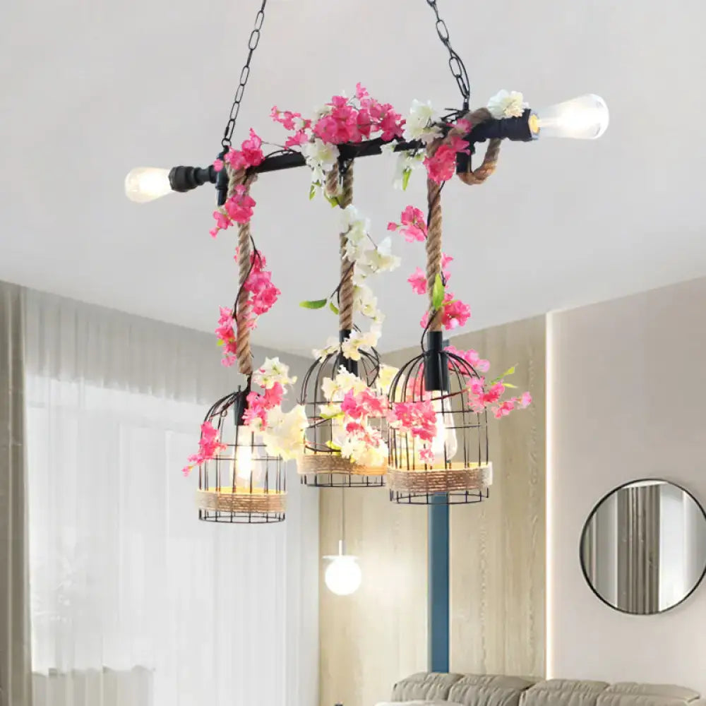 Red Rope Birdcage Pendant