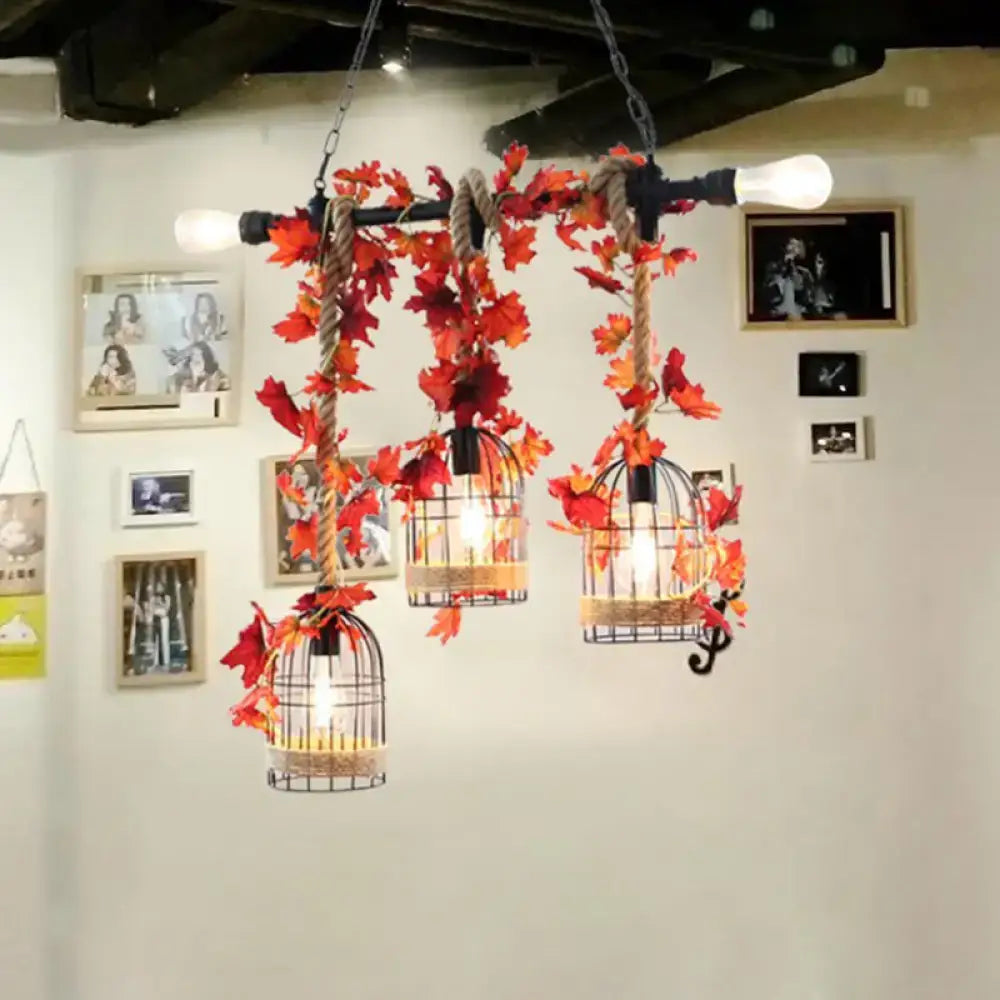 Red Rope Birdcage Pendant
