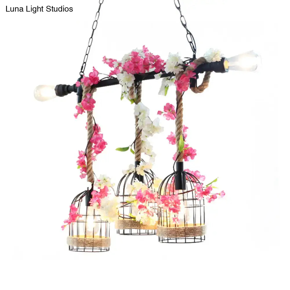 Red Rope Birdcage Pendant