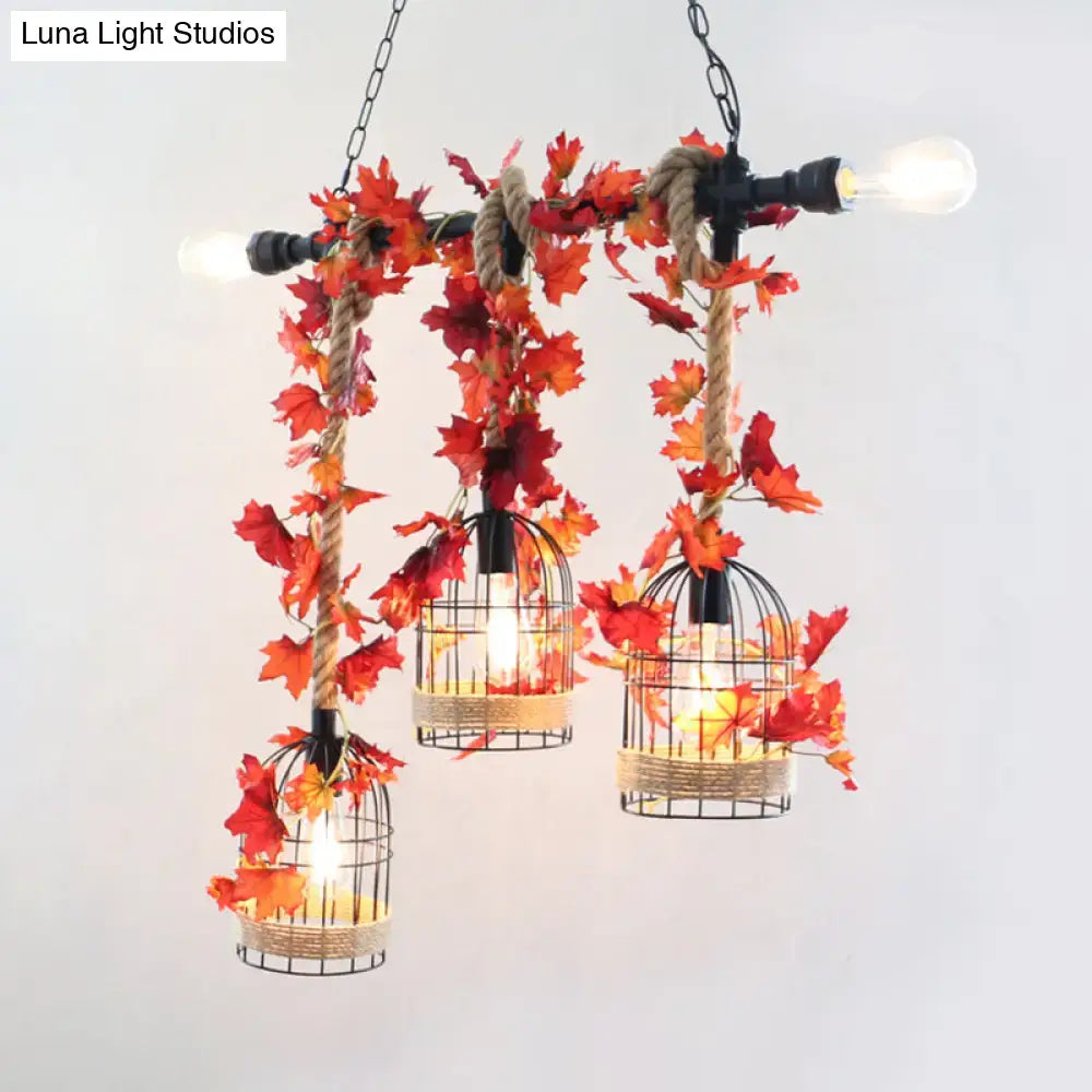 Red Rope Birdcage Pendant