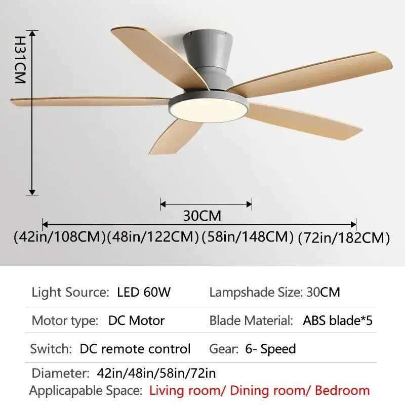Wood Grain Ceiling Fan Light