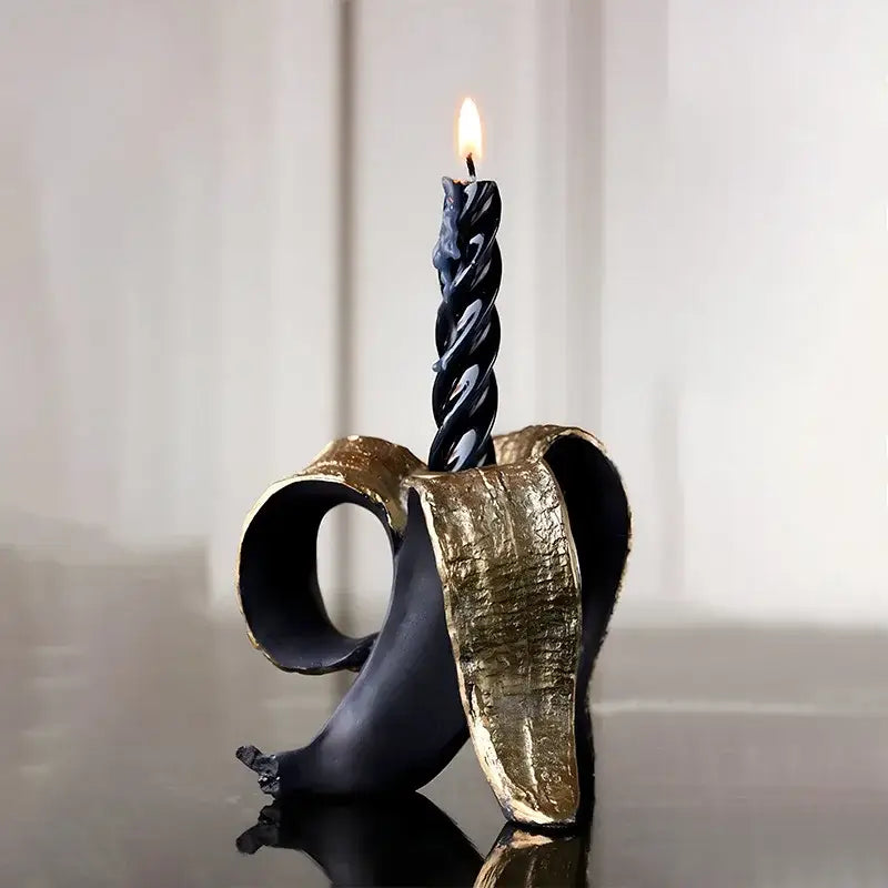 Black Gold Candlestick Holder