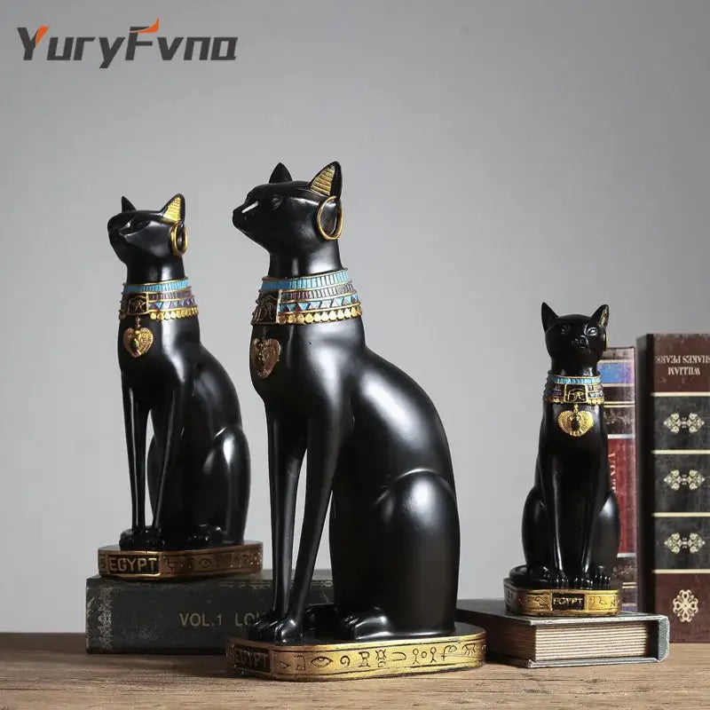 Black Gold Cat Statues