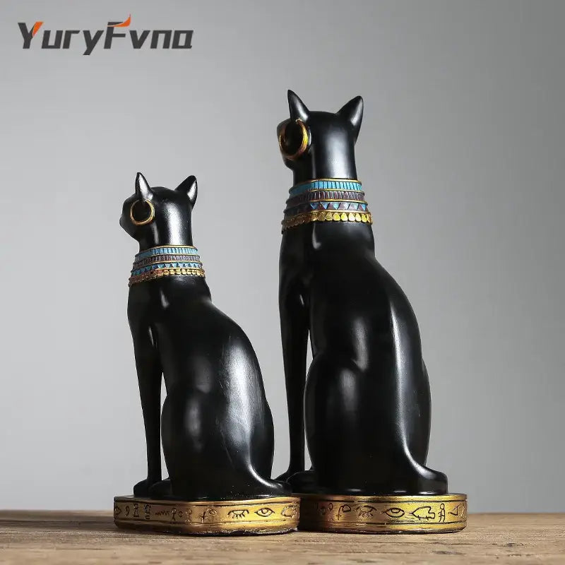 Black Gold Cat Statues
