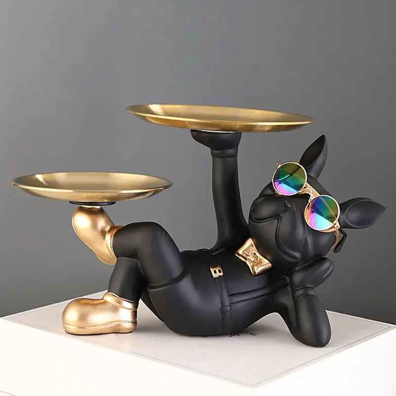 Black Gold Bulldog Figurine
