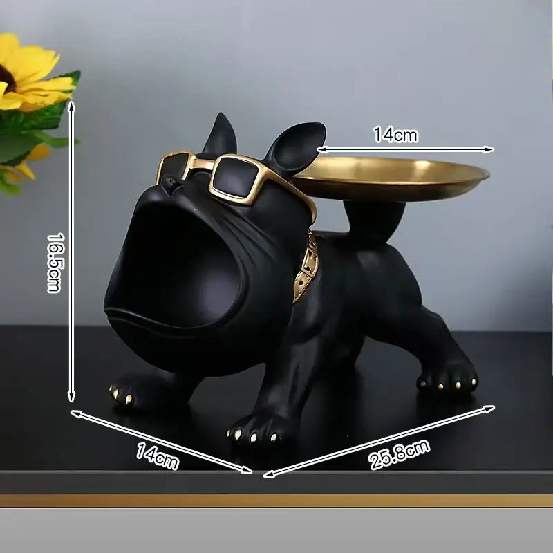 Black Gold Bulldog Remote Control Storage Tray