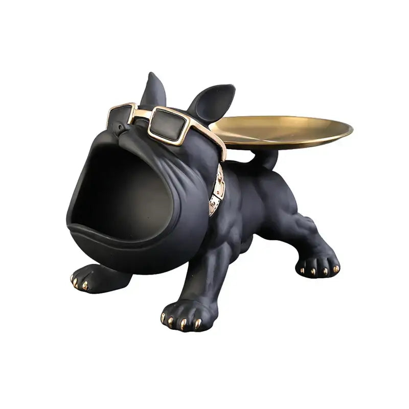 Black Gold Bulldog Remote Control Storage Tray