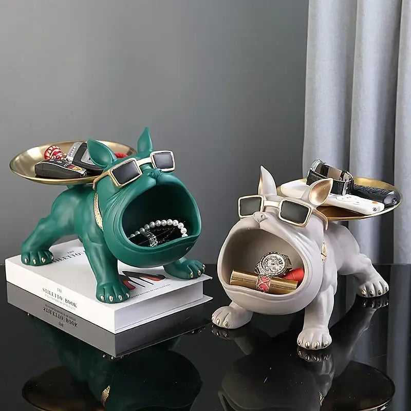 Black Gold Bulldog Remote Control Storage Tray