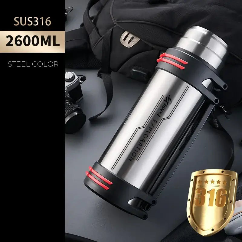 Black Stainless Travel Flask 3000ml Double-Wall