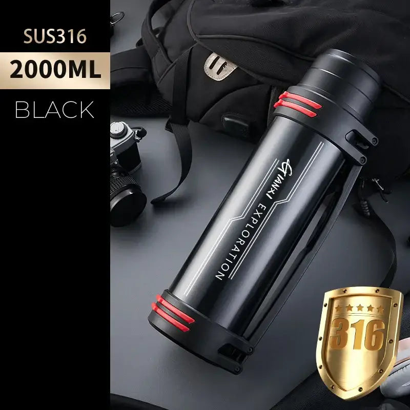 Black Stainless Travel Flask 3000ml Double-Wall