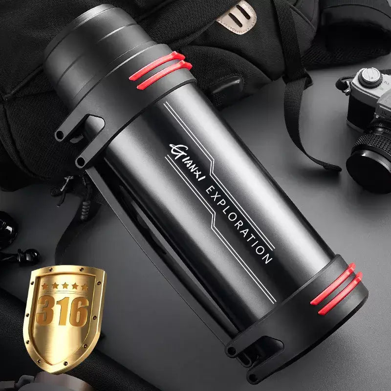 Black Stainless Travel Flask 3000ml Double-Wall