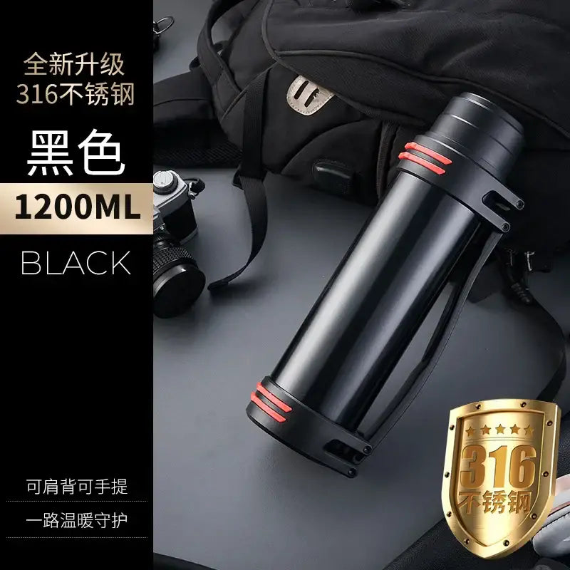 Black Stainless Travel Flask 3000ml Double-Wall