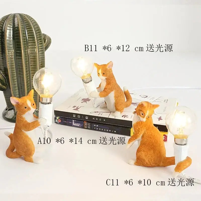 Orange Resin Cat Lamp