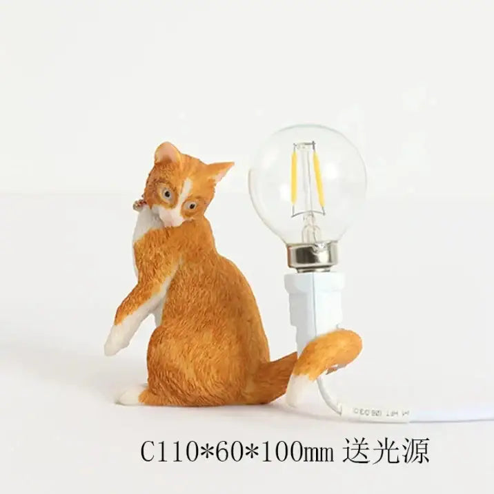 Orange Resin Cat Lamp