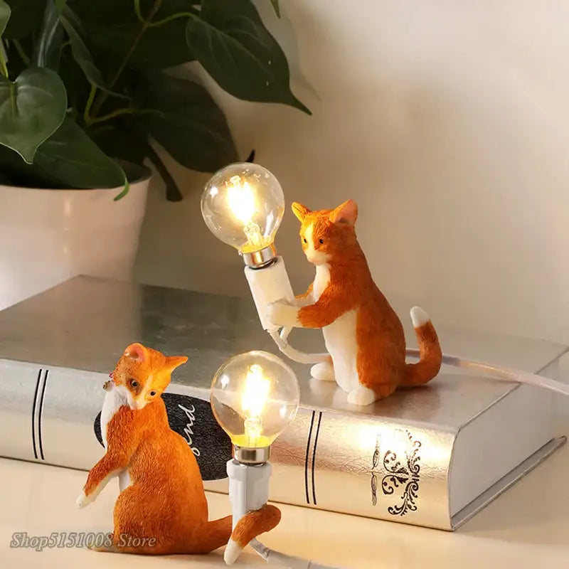 Orange Resin Cat Lamp