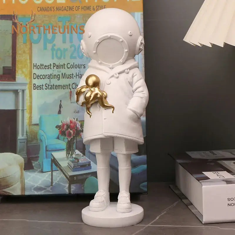 Black Resin Diver Statue