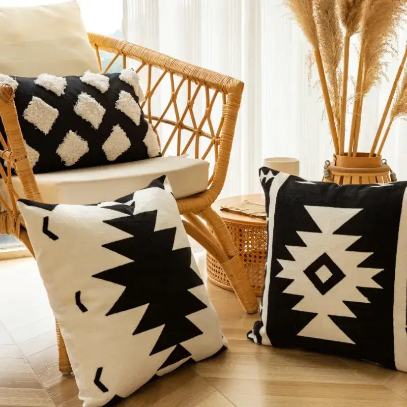 Embroidered Tufted Cushion Cover
