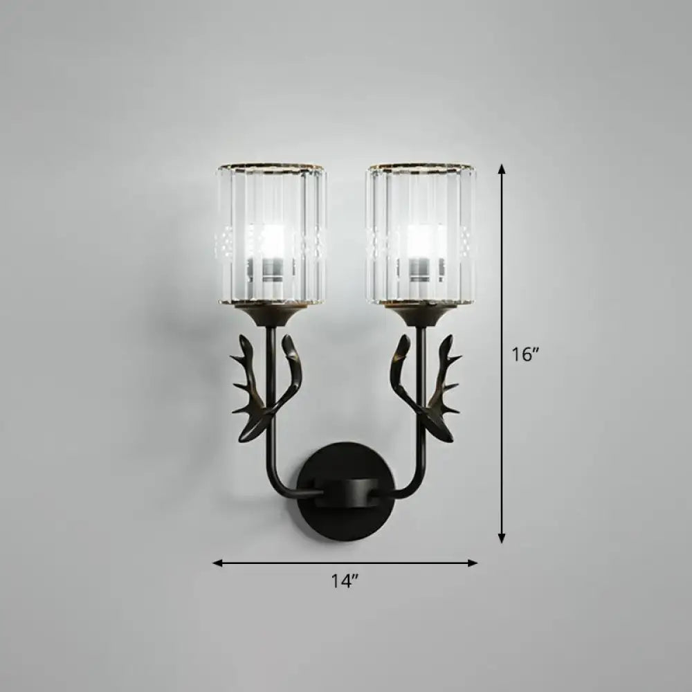 Black Antler Crystal Sconce