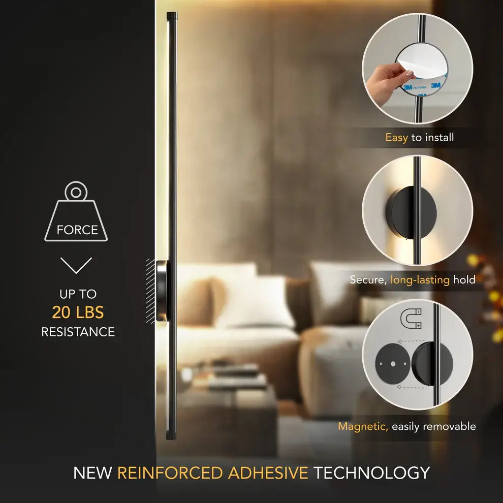 Black Modern Wireless Battery Wall Sconce
