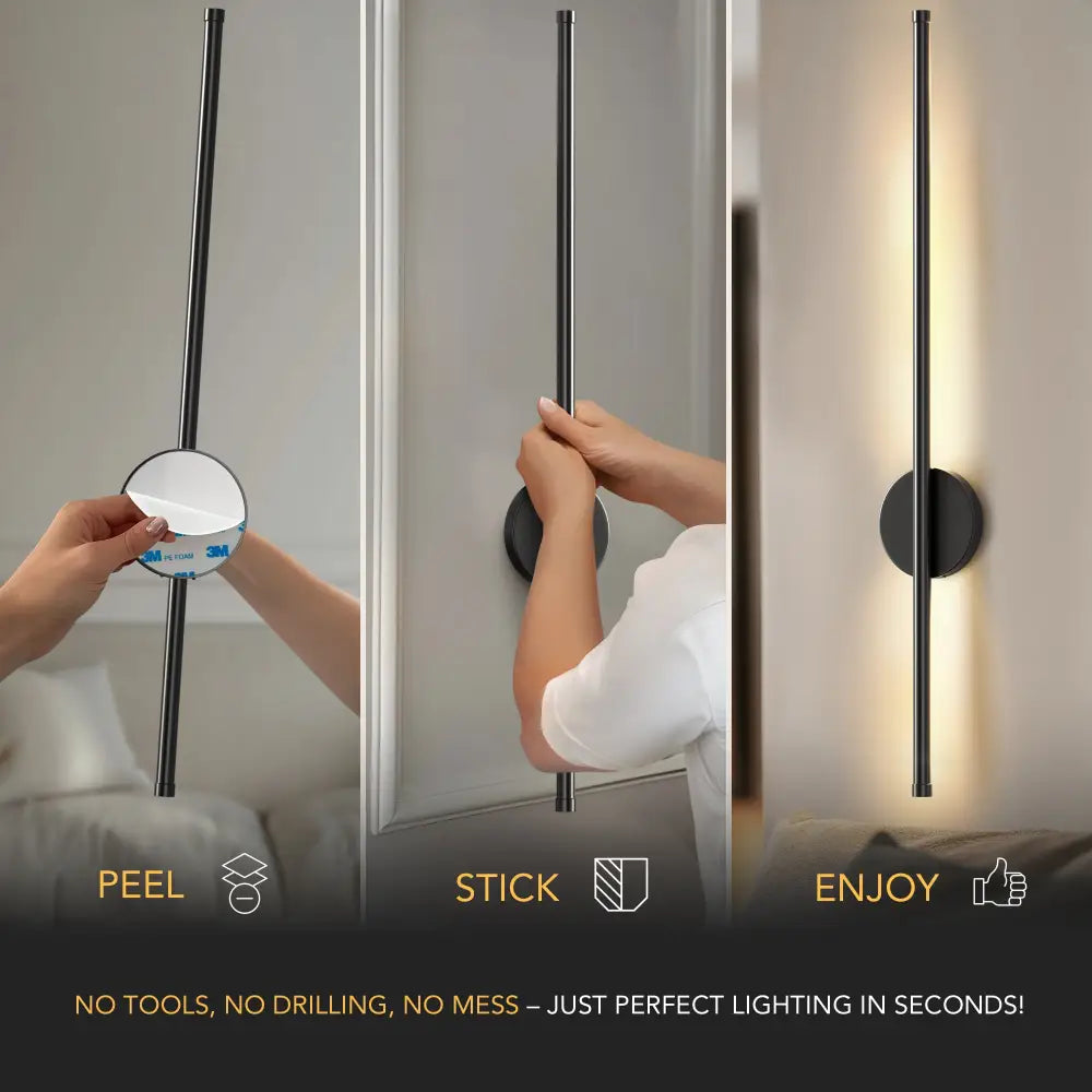 Black Modern Wireless Battery Wall Sconce