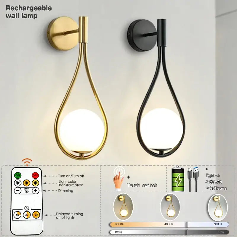Black Remote Wall Sconce