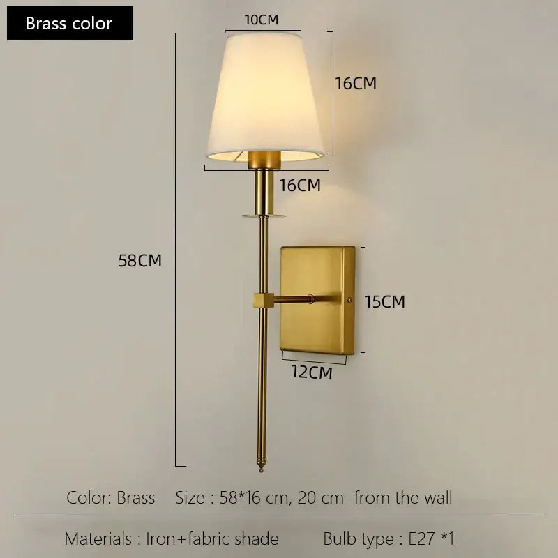 Black Brass Fabric Sconce