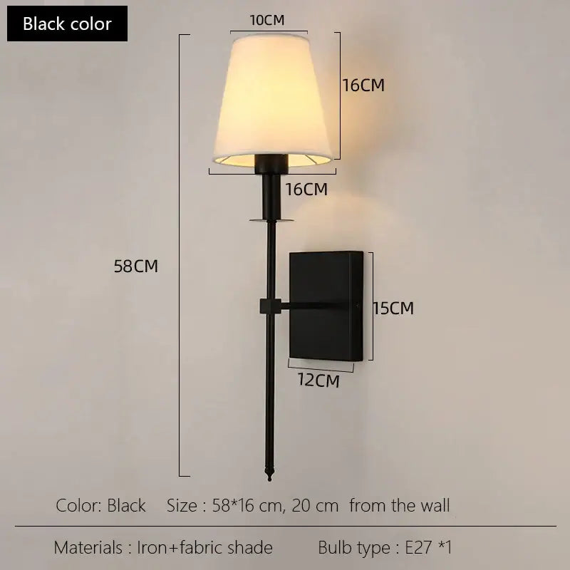 Black Brass Fabric Sconce