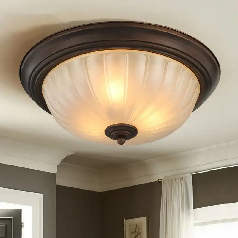 Black Bronze Ribbed Ceiling Light