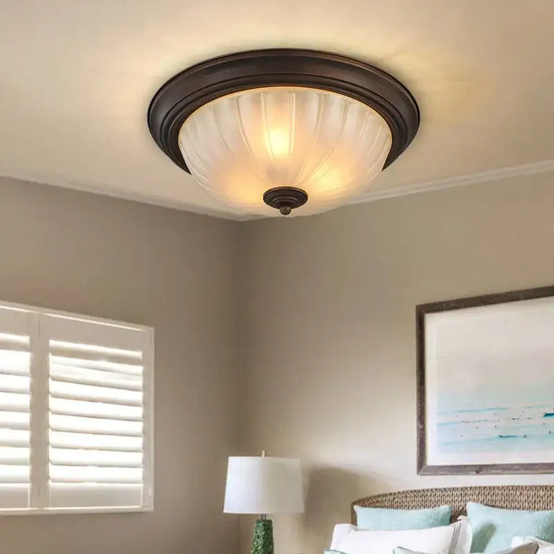 Black Bronze Ribbed Ceiling Light