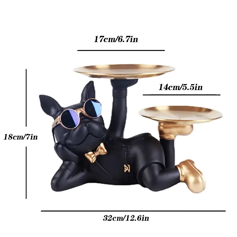 Black Bulldog Storage Statue