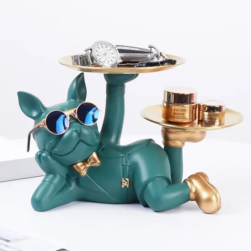 Black Bulldog Storage Statue