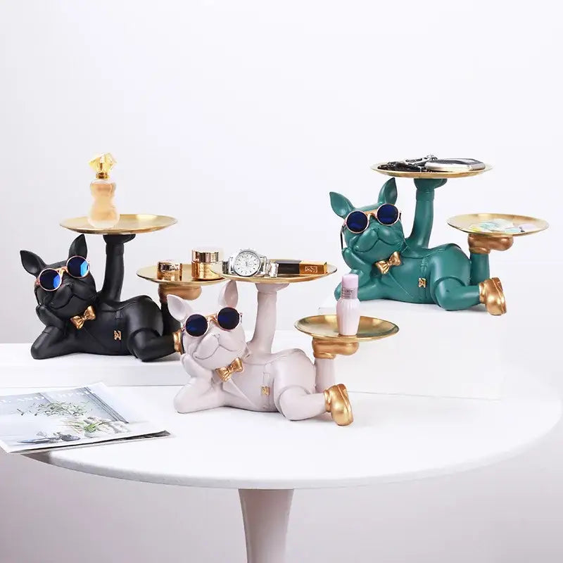 Black Bulldog Storage Statue