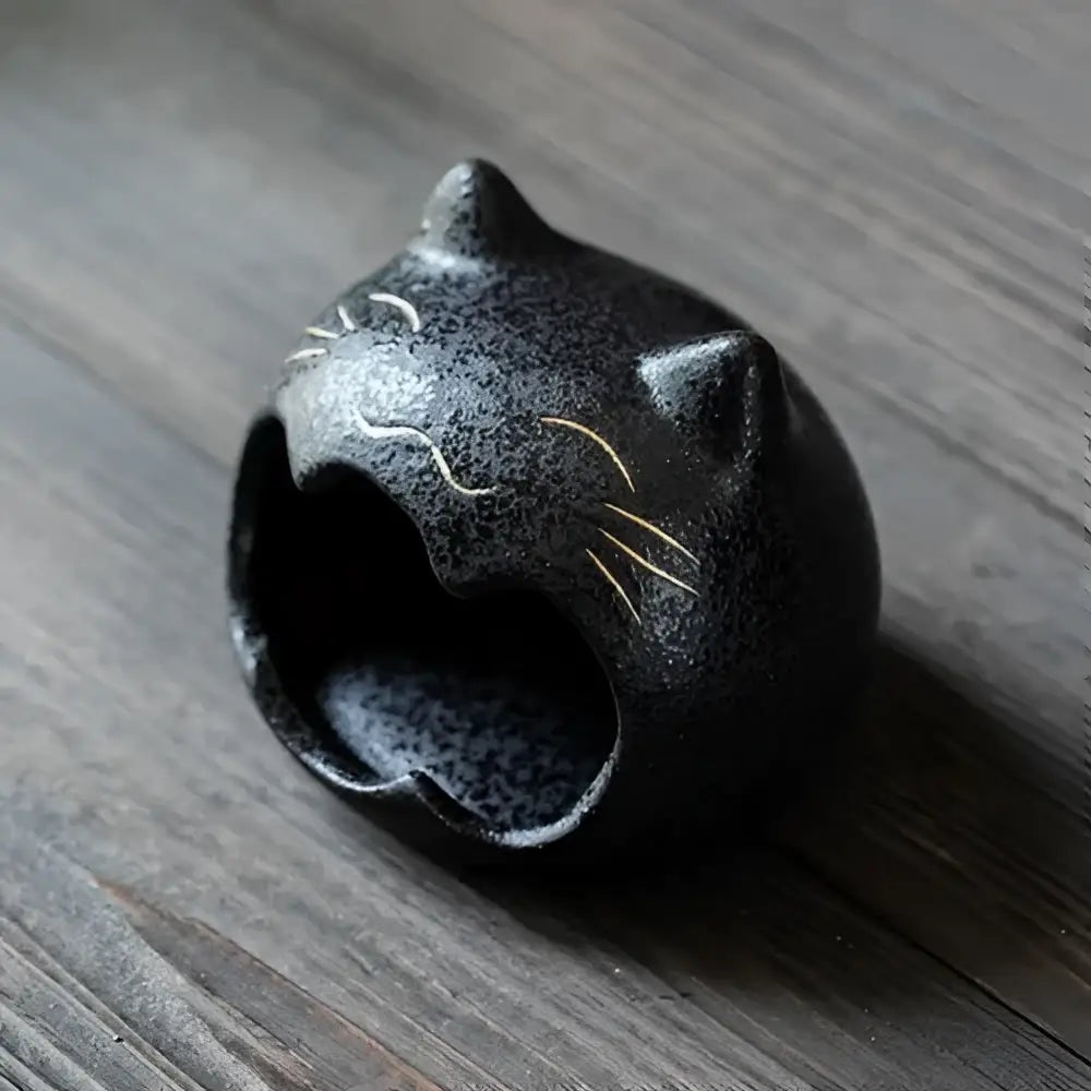 Black Ceramic Cat Ashtray