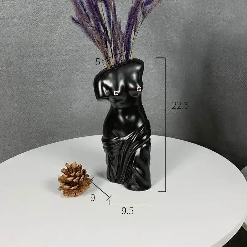 Black Ceramic Figurine Vase